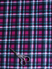 Load image into Gallery viewer, 1YD Pink & Teal Plaid Single Brushed Poly | Kayla's Destash