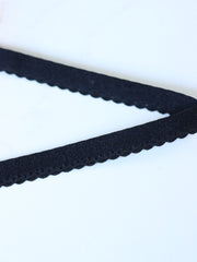 Load image into Gallery viewer, Black Plush Back Scallop Elastic