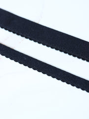 Load image into Gallery viewer, Black Plush Back Scallop Elastic