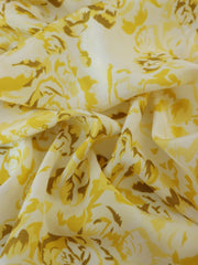 Load image into Gallery viewer, Shades of Gold Floral on Ivory Viscose Satin