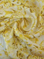 Load image into Gallery viewer, Shades of Gold Floral on Ivory Viscose Satin