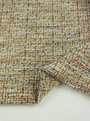 Load image into Gallery viewer, Camel/Ivory Tweed Boucle Jacquard Knit