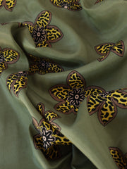 Load image into Gallery viewer, Squiggle Floral on Olive Viscose Satin