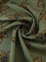 Load image into Gallery viewer, Squiggle Floral on Olive Viscose Satin
