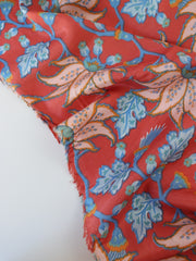 Load image into Gallery viewer, Clara Floral on Coral Viscose Satin
