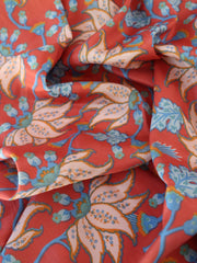 Load image into Gallery viewer, Clara Floral on Coral Viscose Satin