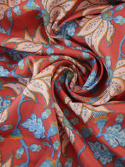Load image into Gallery viewer, Clara Floral on Coral Viscose Satin