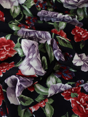 Load image into Gallery viewer, Monica Floral on Black Viscose Satin