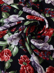Load image into Gallery viewer, Monica Floral on Black Viscose Satin