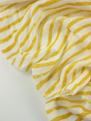 Load image into Gallery viewer, Golden Yellow & White Brushed Stripe 100% Linen Knit | Made in Italy
