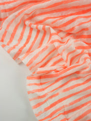 Load image into Gallery viewer, Neon Peach & White Brushed Stripe 100% Linen Knit | Made in Italy