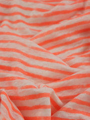 Load image into Gallery viewer, Neon Peach & White Brushed Stripe 100% Linen Knit | Made in Italy