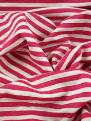 Load image into Gallery viewer, Raspberry & White 3/8" Printed Stripe 100% Linen Knit | Made in Italy