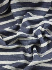Load image into Gallery viewer, 3/8" White & 5/8" Denim Yarn Dyed Stripe 100% Linen Knit | Made in Italy