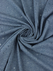 Load image into Gallery viewer, Denim Distressed Eyelet Poly/Cotton Jersey