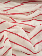 Load image into Gallery viewer, 1/4" Amaranth Red & 1 1/4" White Yarn Dyed Stripe 100% Linen Knit | Made in Italy
