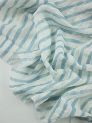 Load image into Gallery viewer, Dusty Blue & White Brushed Stripe 100% Linen Knit | Made in Italy
