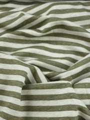 Load image into Gallery viewer, Dusty Olive & White 3/8" Printed Stripe 100% Linen Knit | Made in Italy