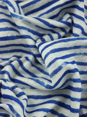 Load image into Gallery viewer, Royal & White Brushed Stripe 100% Linen Knit | Made in Italy