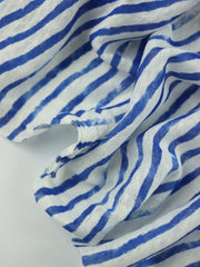 Load image into Gallery viewer, Royal & White Brushed Stripe 100% Linen Knit | Made in Italy