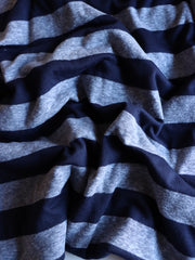 Load image into Gallery viewer, 2YD 4IN Navy Striped Tri-blend Jersey | Kayla's Destash