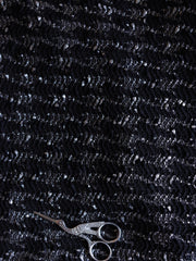 Load image into Gallery viewer, 2YDS Silver Houndstooth on Black Sweater Knit W/Nupps | Kayla's Destash