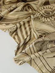 Load image into Gallery viewer, Beige & Brown Glitter Floral 100% Silk Jersey