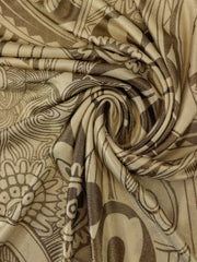 Load image into Gallery viewer, Beige & Brown Glitter Floral 100% Silk Jersey