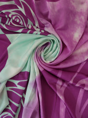 Load image into Gallery viewer, Aqua & Magenta Ombre Roses 100% Silk Jersey