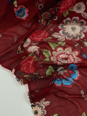 Load image into Gallery viewer, Everly Floral on Burgundy Stretch Mesh