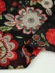 Load image into Gallery viewer, Everly Floral on Black Stretch Mesh