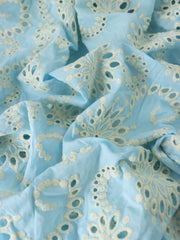 Load image into Gallery viewer, 1YD 12IN REMNANT; Light Blue Sanibel 100% Cotton Broderie Anglaise