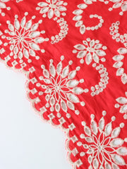 Load image into Gallery viewer, 1YD 17IN REMNANT; Red Sanibel 100% Cotton Broderie Anglaise