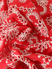 Load image into Gallery viewer, 1YD 17IN REMNANT; Red Sanibel 100% Cotton Broderie Anglaise