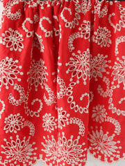 Load image into Gallery viewer, 1YD 17IN REMNANT; Red Sanibel 100% Cotton Broderie Anglaise