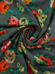 Load image into Gallery viewer, Watercolor Roses on Charcoal Rayon Challis