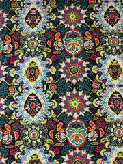 Load image into Gallery viewer, Citrus & Teal Kaleidoscope Rayon Challis