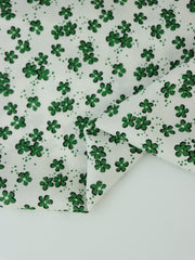 Load image into Gallery viewer, Green Cloverfield on Ivory Rayon Challis