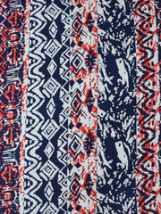 Load image into Gallery viewer, Red & Navy Tie Dye Campy Stripe Rayon Challis