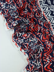 Load image into Gallery viewer, Red & Navy Tie Dye Campy Stripe Rayon Challis