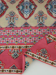 Load image into Gallery viewer, Melon Pink & Aqua Boho Stripe Rayon Challis