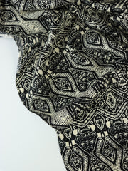 Load image into Gallery viewer, Black & Beige Geometric Stripe Rayon Challis