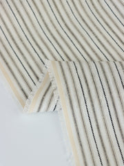 Load image into Gallery viewer, Taupe/Black/Ivory Ticking Stripe 100% Linen