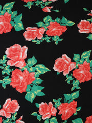 Load image into Gallery viewer, Red Roses on Black Rayon Challis