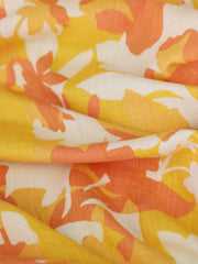 Load image into Gallery viewer, Yellow & Melon Floral Linen Rayon Blend