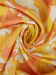 Load image into Gallery viewer, Yellow & Melon Floral Linen Rayon Blend