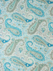 Load image into Gallery viewer, Aqua Blue Paisley on White Rayon Challis