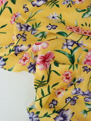 Load image into Gallery viewer, Garden Floral on Yellow Rayon Challis