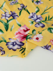 Load image into Gallery viewer, Garden Floral on Yellow Rayon Challis
