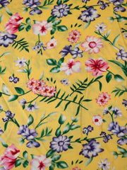 Load image into Gallery viewer, Garden Floral on Yellow Rayon Challis